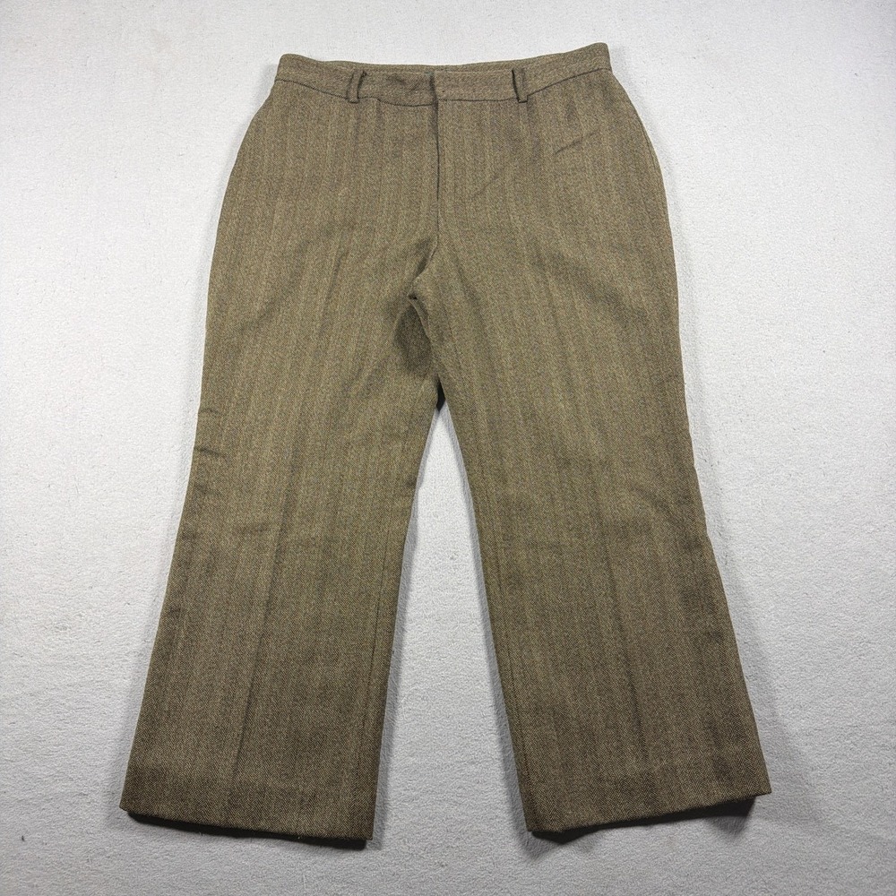 Lauren Ralph Lauren Pants Womens 10P Brown Wool Herringbone Tweed Lined Straight